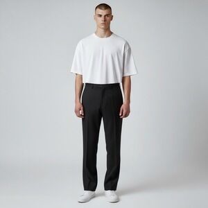 CANALI 1934 Dress Pants Mens 38x29 Black Wool Pleated Trousers Made in Italy